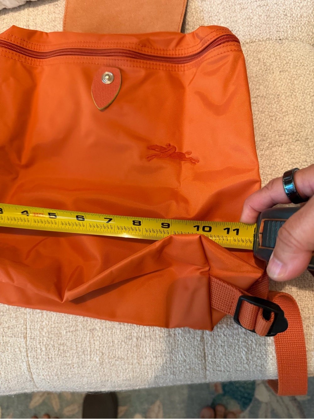Longchamp Orange Le Pliage Recycled Canvas Backpack - Picture 9 of 12